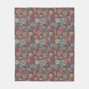 Buntes Blumenmuster in der Cartoonart Fleecedecke