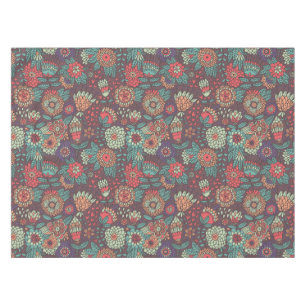 Buntes Blumenmuster in der Cartoonart Tischdecke