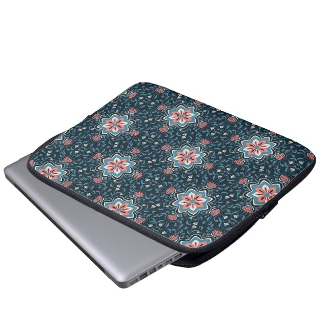 Buntes Blumenmuster-Laptophülle Laptopschutzhülle (Vorne Knopf)