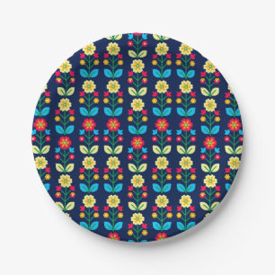 Buntes Blumenmuster Pappteller