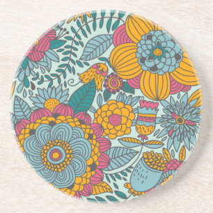 Buntes Blumenmuster Sandstein Untersetzer