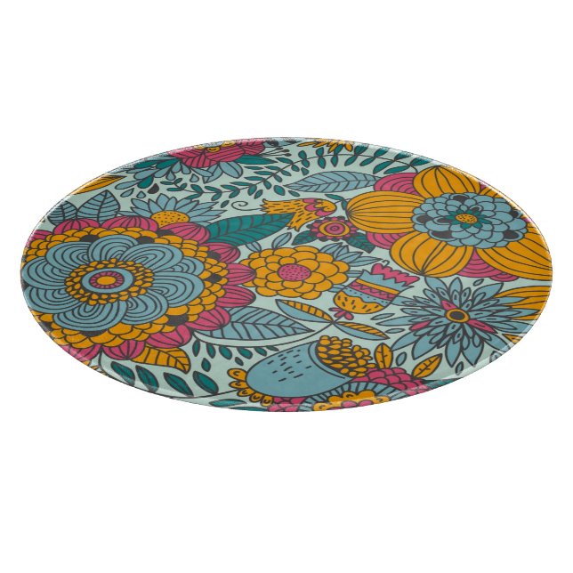 Buntes Blumenmuster Schneidebrett (Ecke)