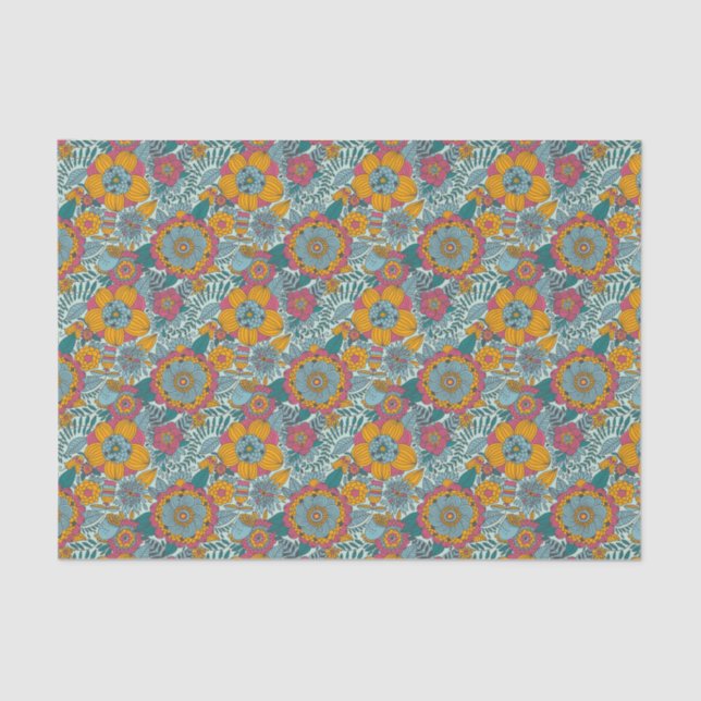 Buntes Blumenmuster Seidenpapier (Vorderseite)