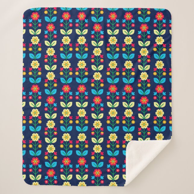 Buntes Blumenmuster Sherpadecke (Vorderseite)