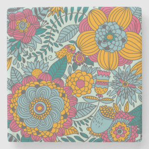 Buntes Blumenmuster Steinuntersetzer