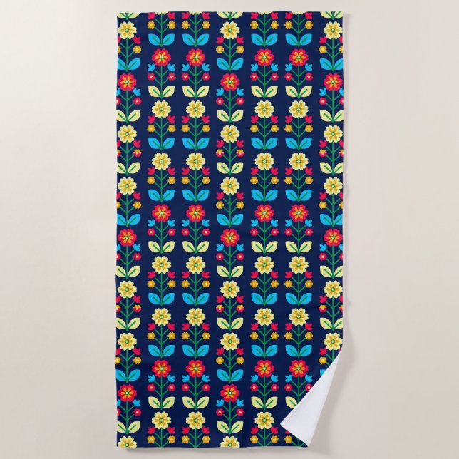 Buntes Blumenmuster Strandtuch (Vorderseite)