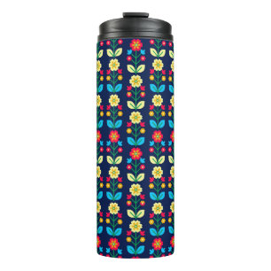 Buntes Blumenmuster Thermosbecher