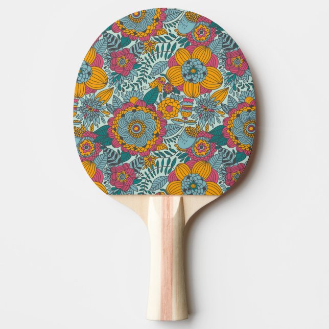 Buntes Blumenmuster Tischtennis Schläger (Vorderseite)