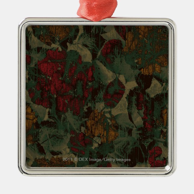 Buntes Blumentarnungsmuster Silbernes Ornament (Vorne)