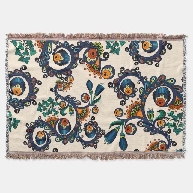 Buntes Bohemisches Boho MOD Hippy Chic-Muster Decke (Vorderseite)