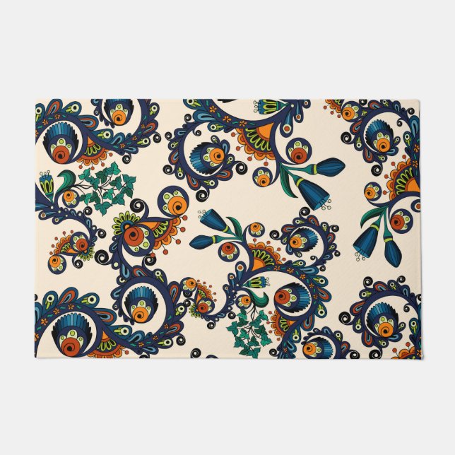 Buntes Bohemisches Boho MOD Hippy Chic-Muster Fußmatte (Vorderseite)