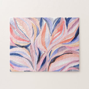 Buntes botanisches Aquarell-Kunstpuzzle