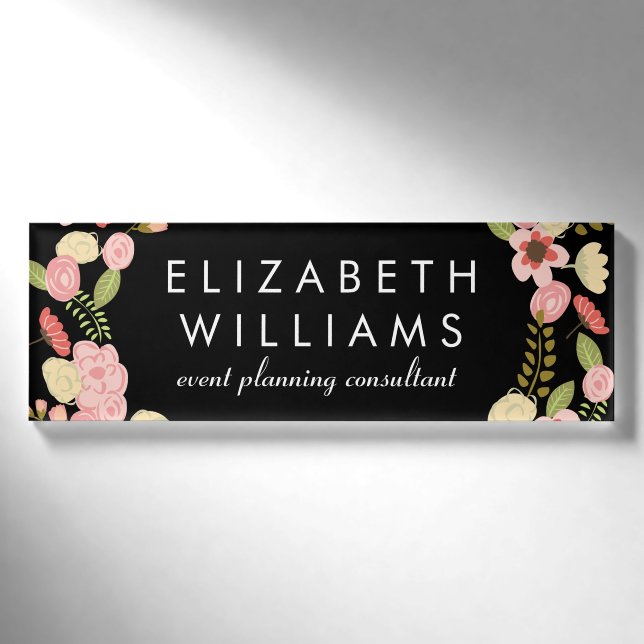 Buntes botanisches Blumen Namenschild (Vorderseite)