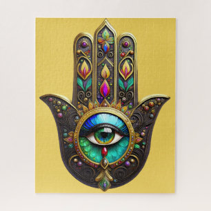 Buntes Braun Gold Hamsa Regenbogenfarbe Drittes Au