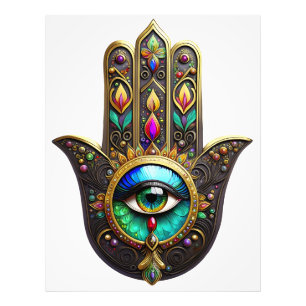 Buntes Braun Gold Hamsa Regenbogenfarbe Drittes Au Fotodruck
