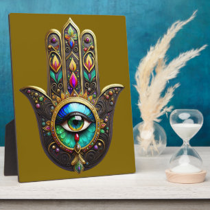 Buntes Braun Gold Hamsa Regenbogenfarbe Drittes Au Fotoplatte