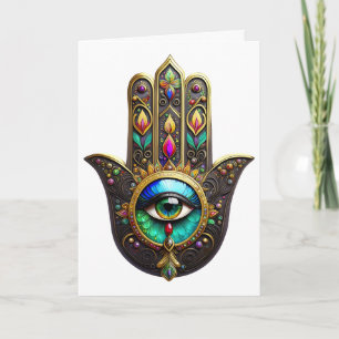 Buntes Braun Gold Hamsa Regenbogenfarbe Drittes Au Karte