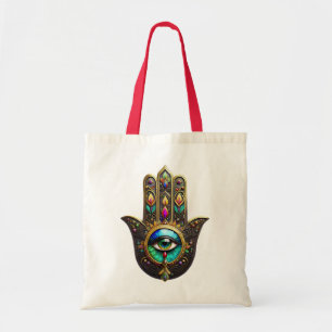 Buntes Braun Gold Hamsa Regenbogenfarbe Drittes Au Tragetasche