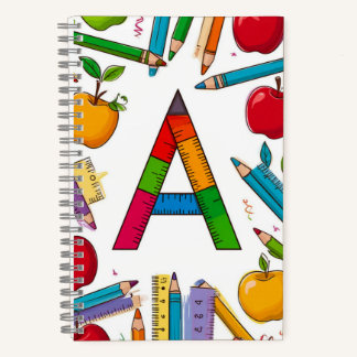 📖 Buntes Buchstabenmonogramm Schule Zurück zum Un Notizbuch