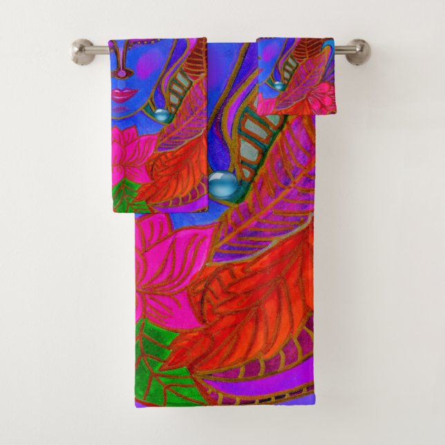 Buntes Buddha-Badezimmer-Tuch-Set, Buddha-Dekor Badhandtuch Set (Insitu)