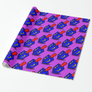 Buntes Chanukka dreidl lila Geschenkverpackung Geschenkpapier