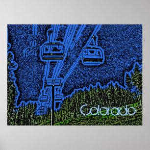 Buntes Colorado-Skiaufzugplakat Poster