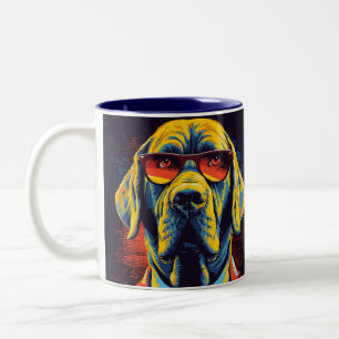 Buntes Cooles Hundemotiv Mit Sonnenbrille Beach Vi Zweifarbige Tasse