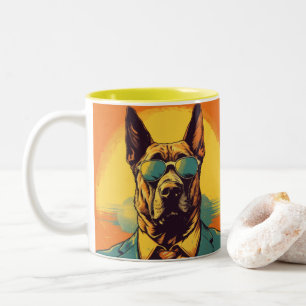 Buntes Cooles Hundemotiv Mit Sonnenbrille Beach Vi Zweifarbige Tasse