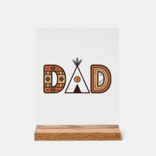 Buntes Dad-Tipi-Buchstaben-Shirt-Design_1 Acrylschild
