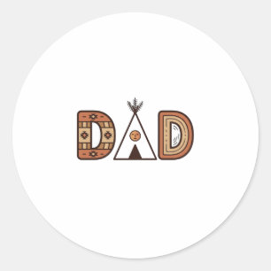 Buntes Dad-Tipi-Buchstaben-Shirt-Design_1 Runder Aufkleber