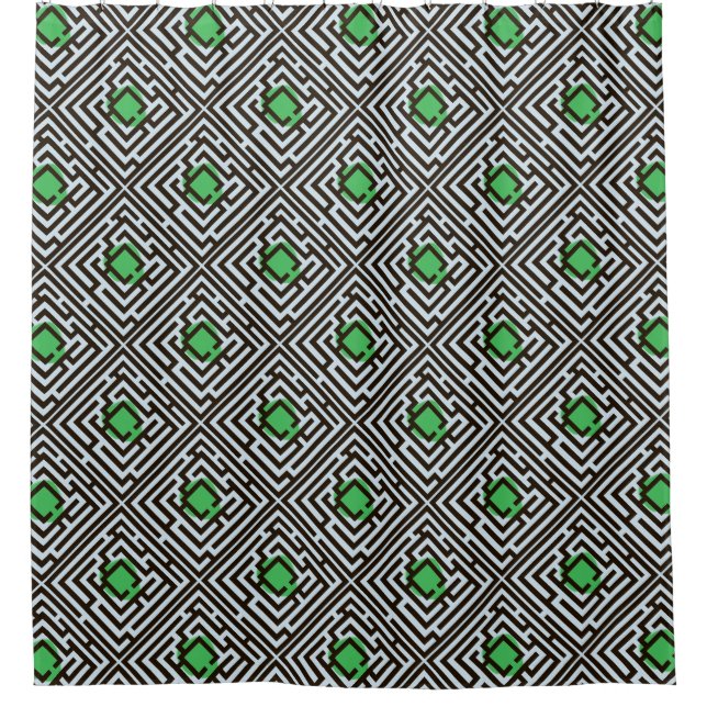 Buntes diagonales Labyrinth-Muster auf Duschvorhang (Vorderseite)