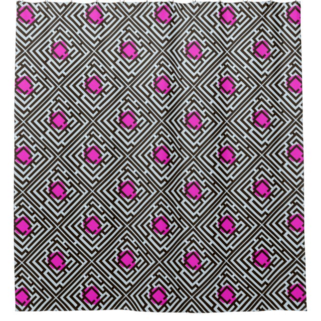 Buntes diagonales Labyrinth-Muster auf Duschvorhang (Vorderseite)