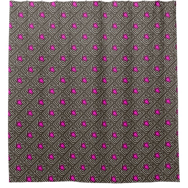 Buntes diagonales Labyrinth-Muster auf Duschvorhang (Vorderseite)