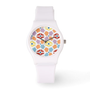 Buntes Diamanten ikat geometrisch Armbanduhr