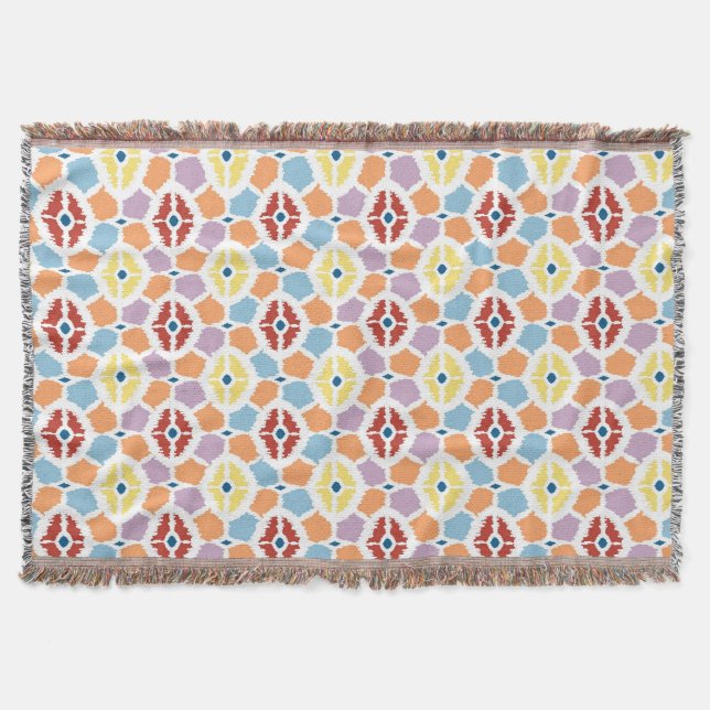 Buntes Diamanten ikat geometrisch Decke (Vorderseite)