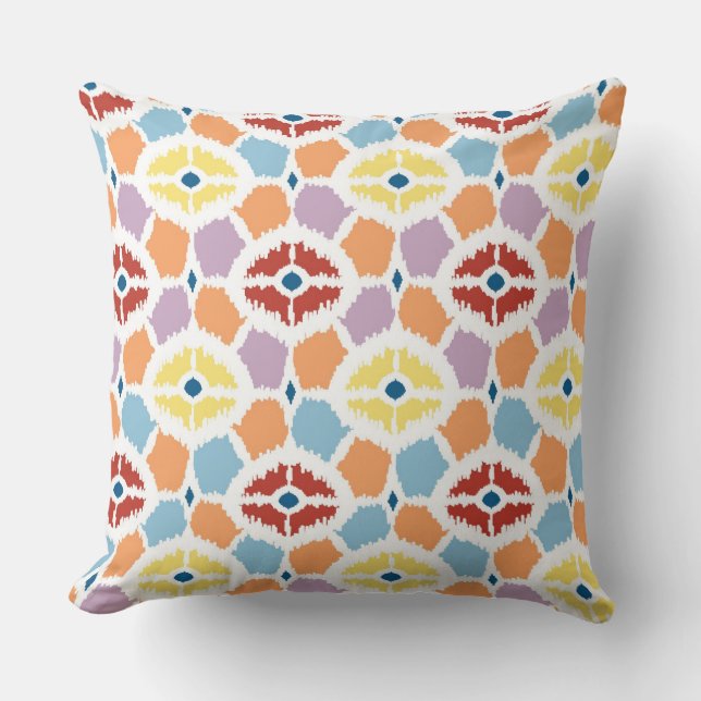 Buntes Diamanten ikat geometrisch Kissen (Vorderseite)