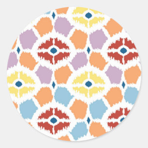 Buntes Diamanten ikat geometrisch Runder Aufkleber