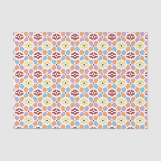Buntes Diamanten ikat geometrisch Seidenpapier (Vorderseite)