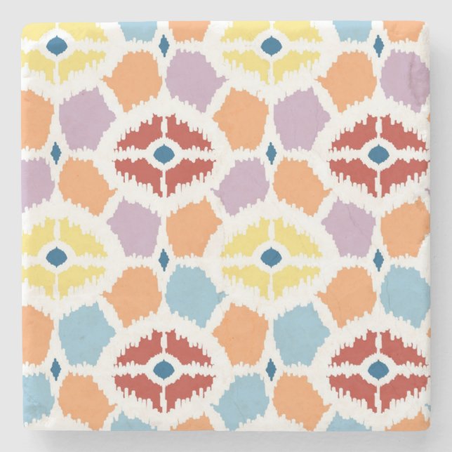 Buntes Diamanten ikat geometrisch Steinuntersetzer (Vorderseite)