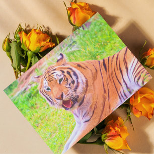 Buntes digitales Postkarte des Sibirischen Tigers