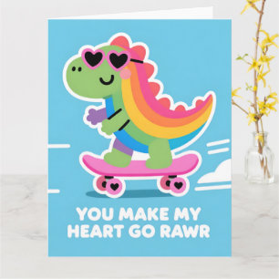 Buntes Dino-Liebes-Funny-Valentinskarte Karte