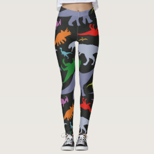 Buntes Dinosaurier-Muster (dunkel) Leggings