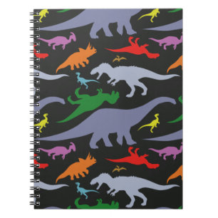 Buntes Dinosaurier-Muster (dunkel) Notizblock