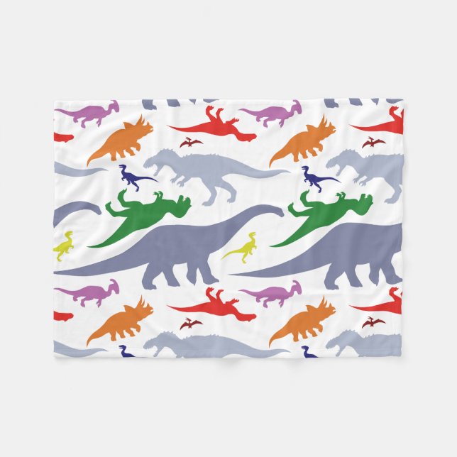 Buntes Dinosaurier-Muster (Licht) Fleecedecke (Vorderseite (Horizontal))