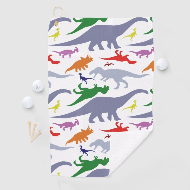 Buntes Dinosaurier-Muster (Licht) Golfhandtuch (Insitu)