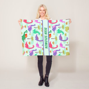 Buntes Dinosaurier-Muster-personalisierte Jungen Fleecedecke