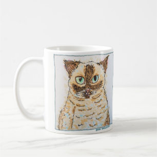 Buntes Eigenartiges Katzenporträt Kaffeetasse