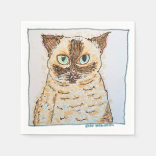 Buntes Eigenartiges Katzenporträt Serviette