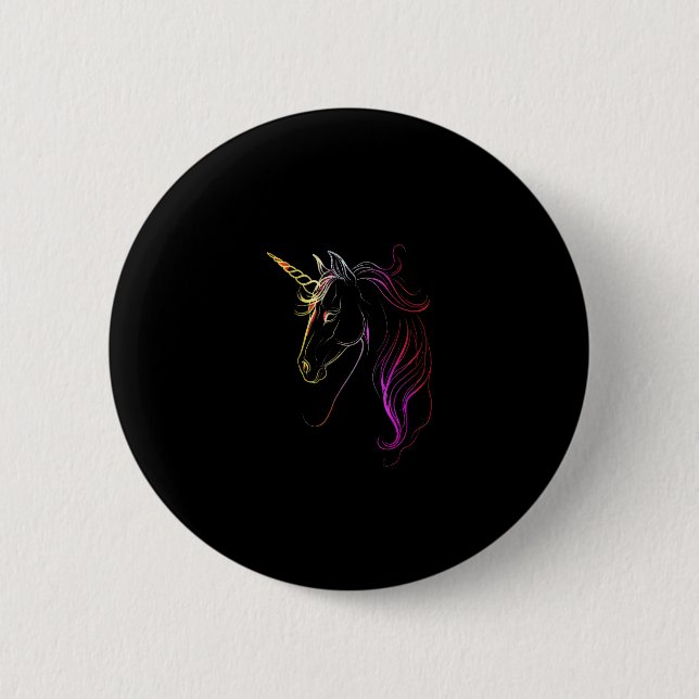 Buntes Einhorn-Kopf-Magie-Tanktop Button (Vorderseite)