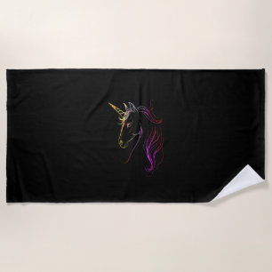 Buntes Einhorn-Kopf-Magie-Tanktop Strandtuch
